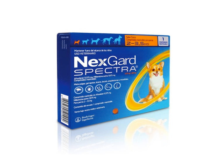 NexGard Spectra Antiparasitario Interno y Externo. De 2 hasta 3.5 Kg.