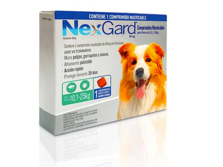 Nexgard Antiparasitario Externo. 3 Comprimidos. Perros de 10 a 25 Kg.