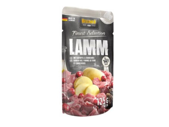 Belcando, Cordero y Patatas con Arándano. Sobre 125 G.