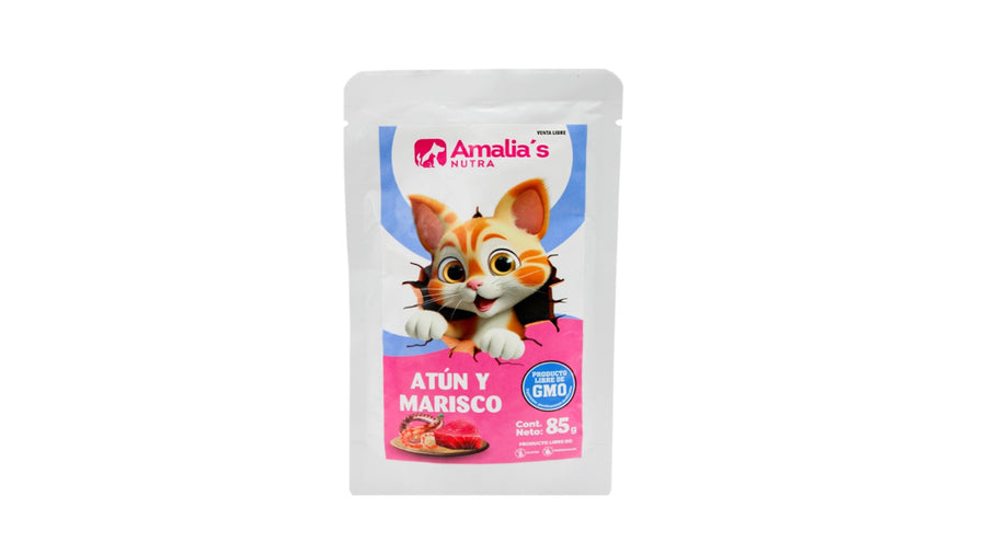 AMALIA'S NUTRA GATOS POUCH ATUN Y MARISCO 85GR
