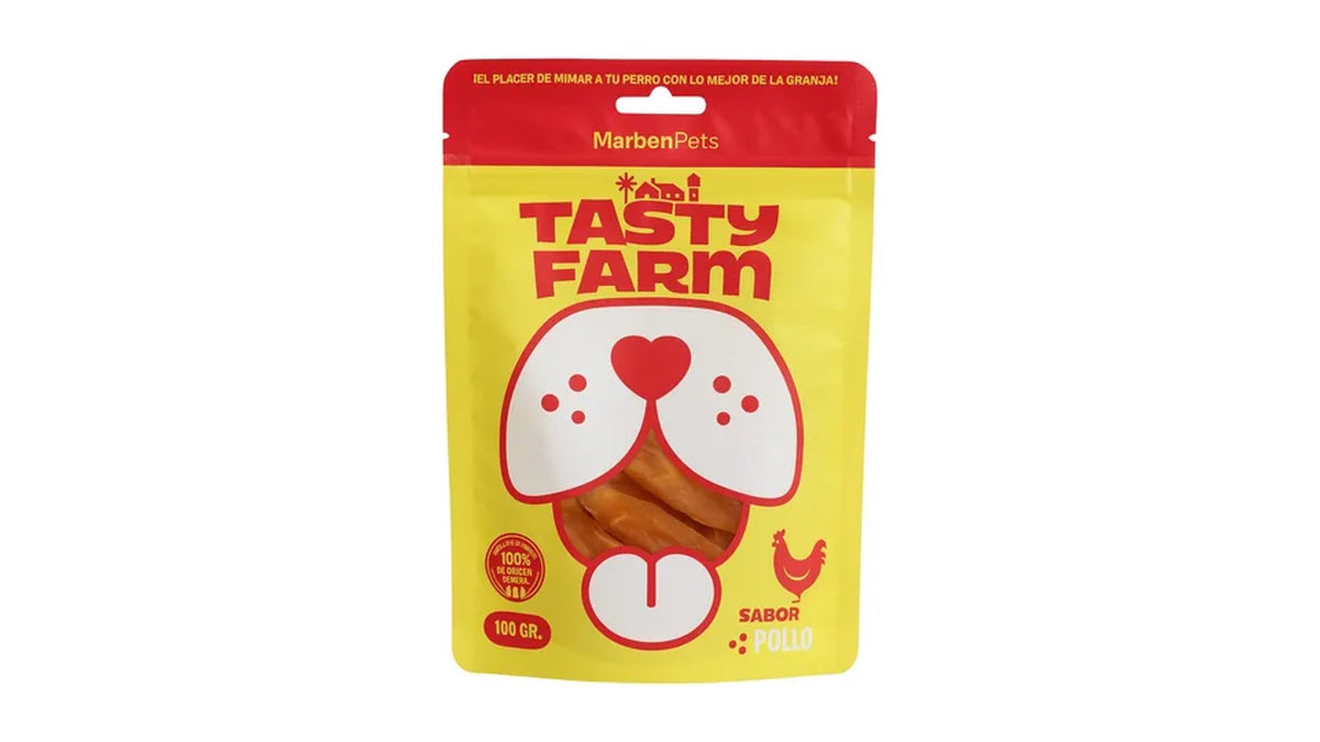 TRUTRO DE POLLO CON HUESO DE CALCIO, 100 GRAMOS. TASTY FARM.