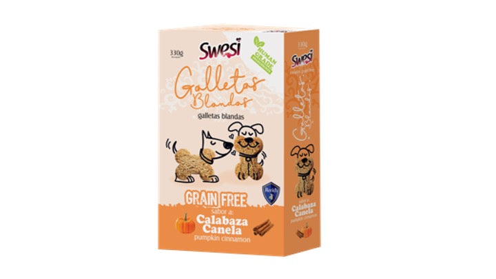 GALLETAS SWESI, LIBRE DE GRANO. SABOR CALABAZA Y CANELA. 330G.
