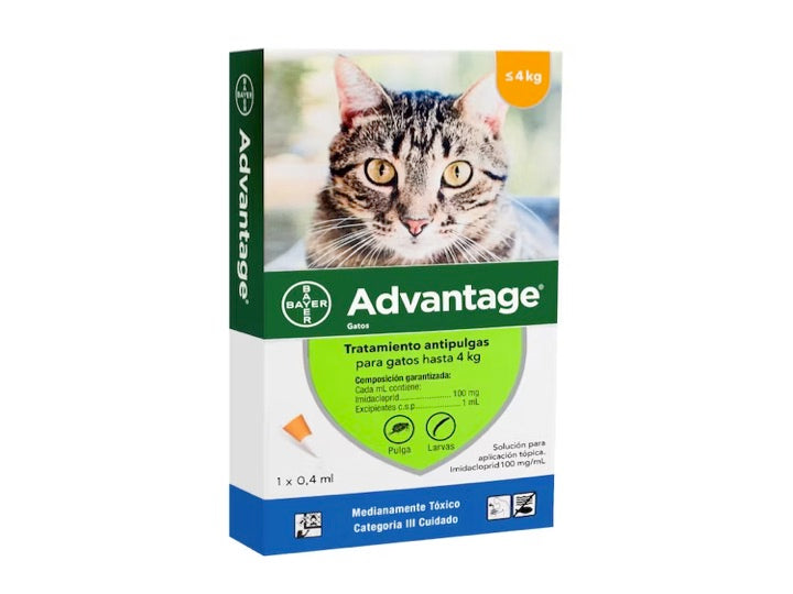 Advantage Pulguicida, Gatos hasta 4 kilos.