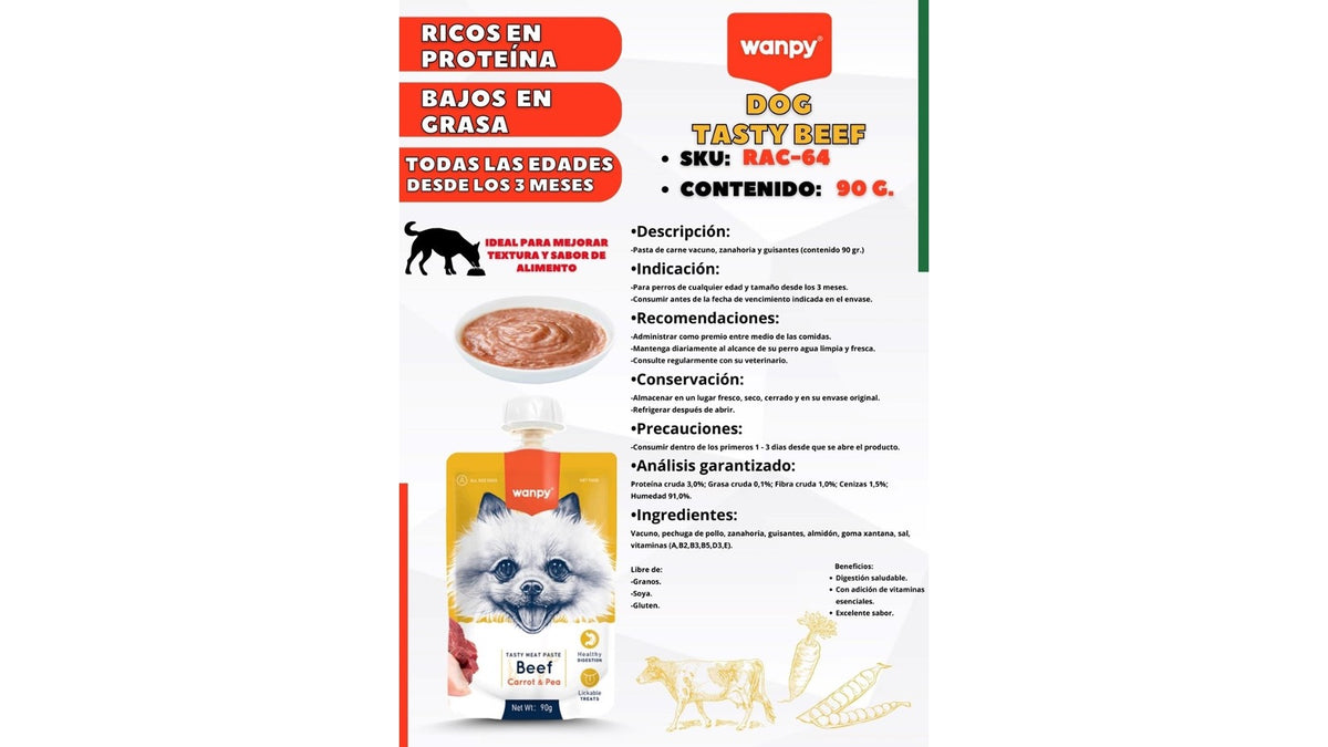WANPY TASTY MEAT PASTE BEEF. 90 GRAMOS.
