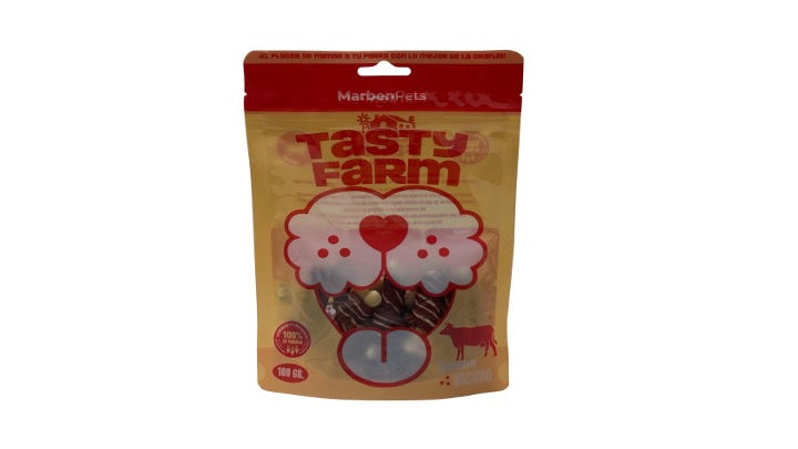 HUESO DE CALCIO ENVUELTO EN VACUNO, 100 GRAMOS. TASTY FARM