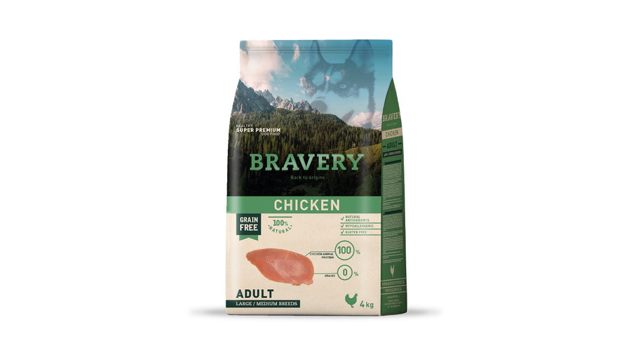 BRAVERY CHICKEN ADULT LARGE/MEDIUM BREEDS 4 KG