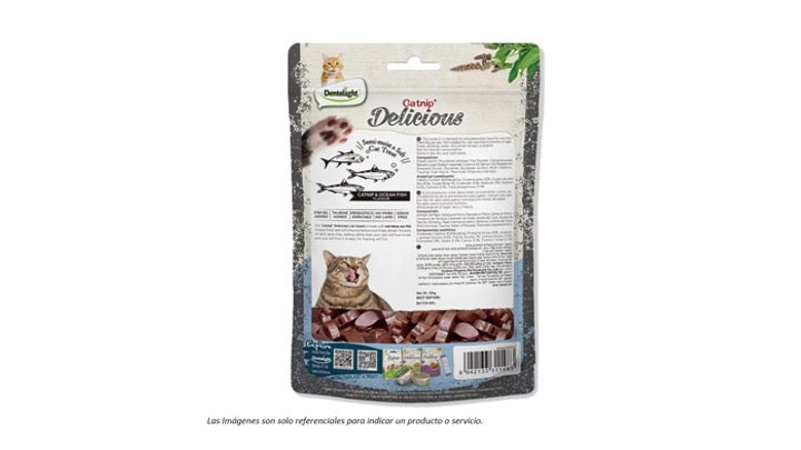 SNACK DELICIOUS CATNIP Y PESCADO, LIBRE DE GRANOS.