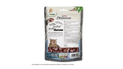 SNACK DELICIOUS CATNIP Y PESCADO, LIBRE DE GRANOS.