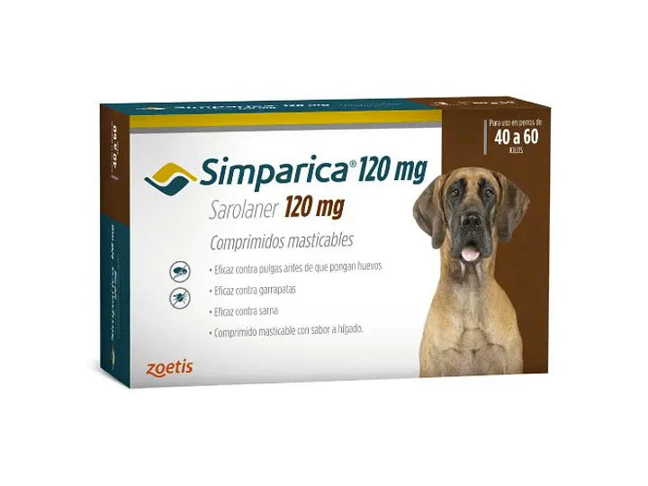 Simparica, Antiparasitario Externo. 3 Comprimido. Perros de 40 a 60 Kilos.