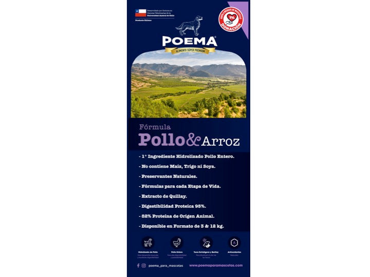 Poema Pollo y Arroz. Senior, 3 Kilos.