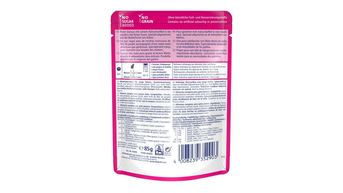 VITAKRAFT SACHET POESIE DELICE POLLO JUNIOR. 85 GRAMOS.