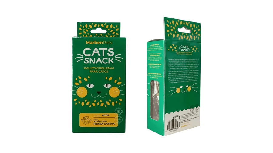 GALLETAS CATS SNACK. SABOR ATUN CON HIERBA GATERA.