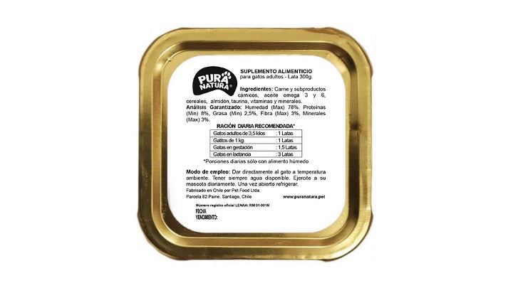 PURA NATURA, ADULTO. SABOR CARNE, 300G.