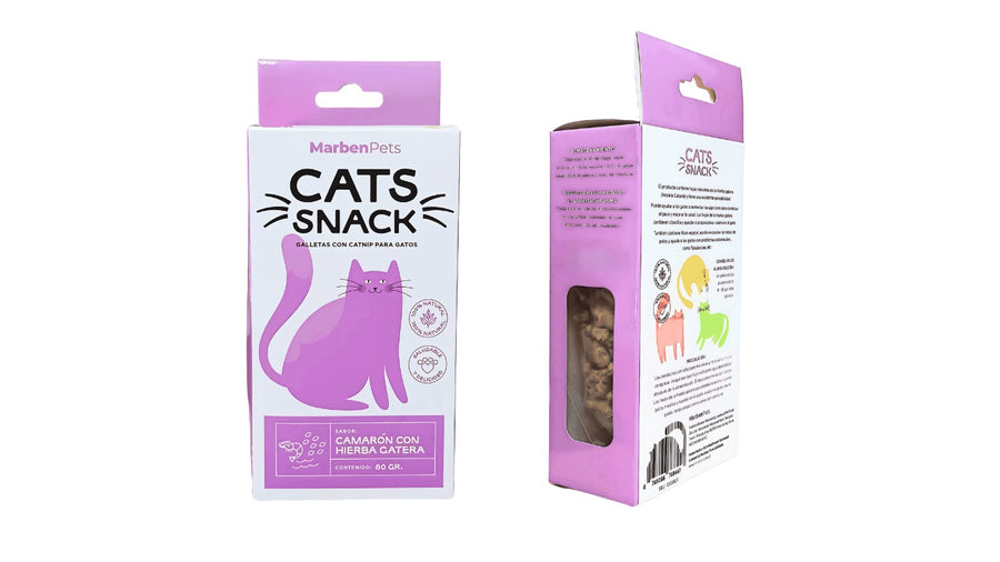 GALLETAS CATS SNACK. CAMARON CON HIERBA GATERA.