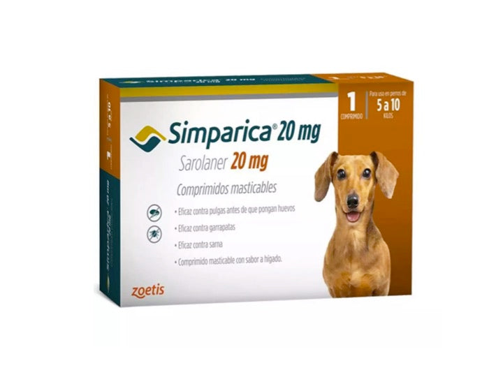 Simparica, Antiparasitario Externo. 1 Comprimido. Perros de 5.1 a 10 Kilos.