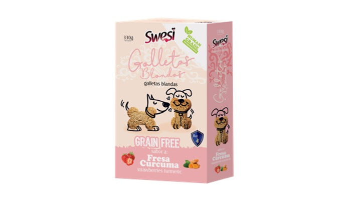 GALLETAS SWESI, LIBRE DE GRANO. SABOR FRESA Y CURCUMA. 330G.