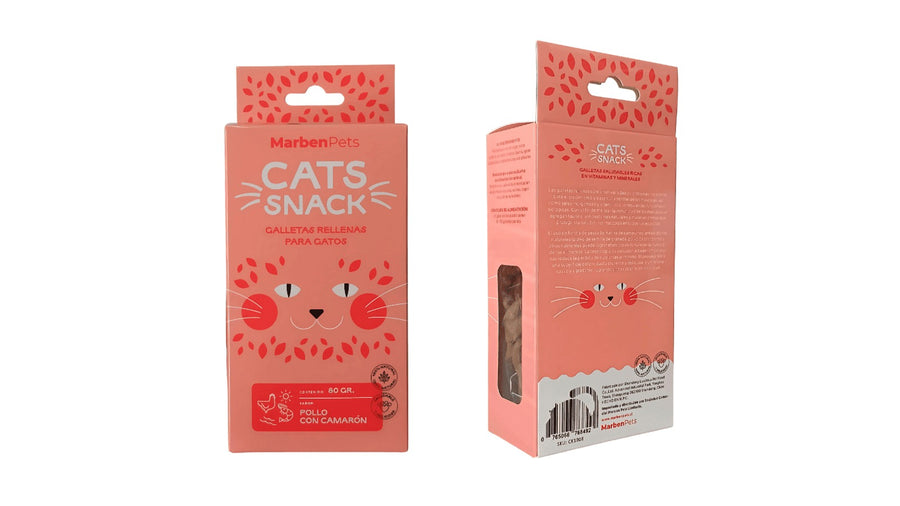 GALLETAS CATS SNACK. SABOR POLLO CON CAMARON.