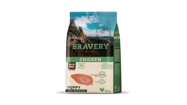 BRAVERY CHICKEN PUPPY LARGE/MEDIUM BREEDS 12 KG