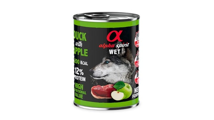 ALPHA SPIRIT, PATO CON MANZANA. 400G.
