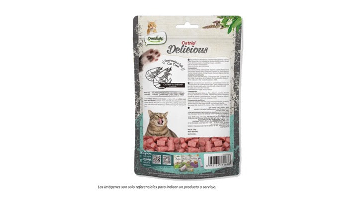 SNACK DELICIOUS CATNIP Y CAMARON, LIBRE DE GRANOS.