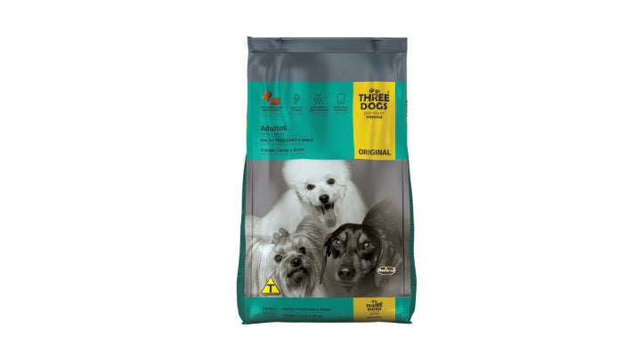 THREE DOGS, ADULTO  MINI. 3 KILOS.